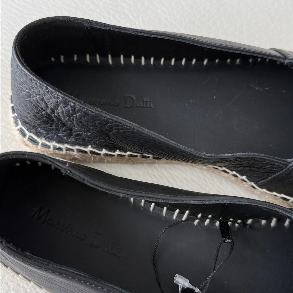 Massimo Dutti Black Leather Loafers Unisex Ladies 13 Men’s 11.5 - Picture 6 of 7